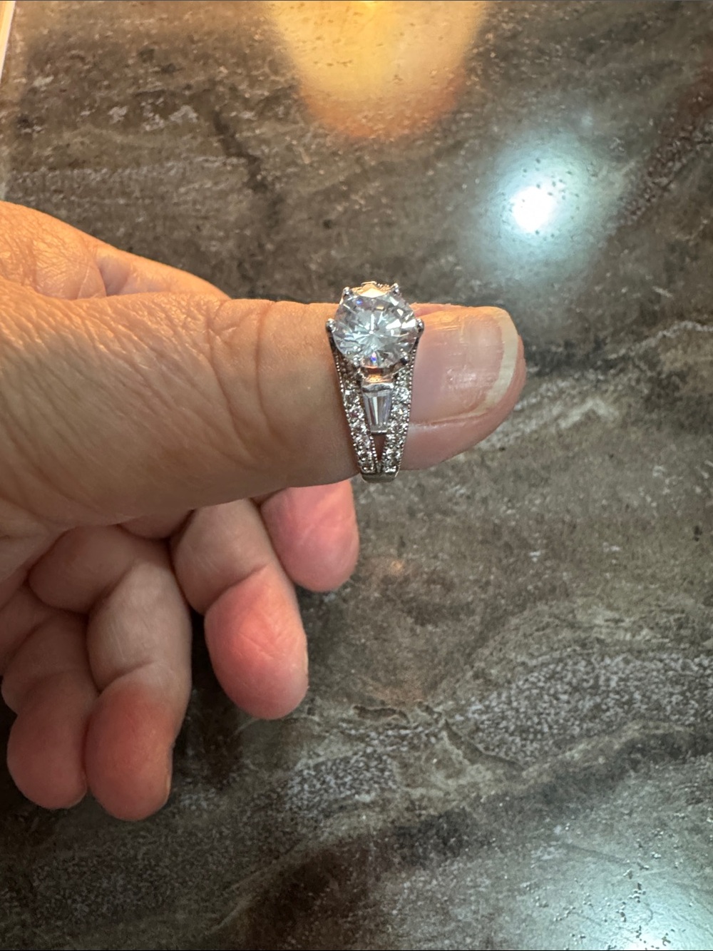 Classic Silver-Tone Cubic Zirconia Engagement Ring - Clear